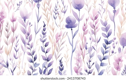 vector seamless watercolor lavender pattern	
