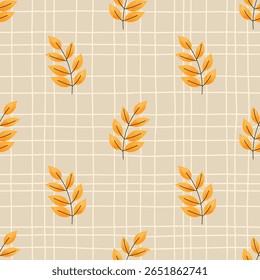 Vector Seamless watercolor leaf pattern in warm fall shade. Ideal for cozy autumn designs, textiles, and seasonal wrapping paper.