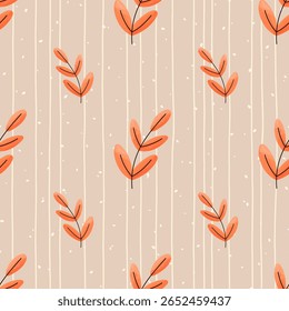 Vector Seamless watercolor leaf pattern in warm fall shade. Ideal for cozy autumn designs, textiles, and seasonal wrapping paper.