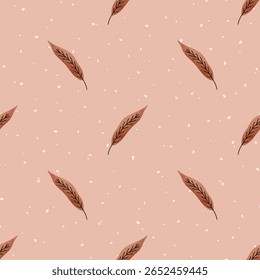 Vector Seamless watercolor leaf pattern in warm fall shade. Ideal for cozy autumn designs, textiles, and seasonal wrapping paper.
