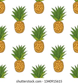 Vector seamless watercolor pattern with pineapples. seamless pattern