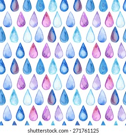 Vector Seamless Watercolor Pattern with Rain Drops, fully editable eps 10 file with 4 clipping mask