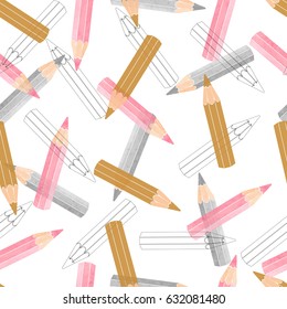 Vector seamless watercolor pencils pattern.