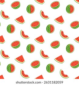 Vector seamless watermelon pattern. Summer repeated background