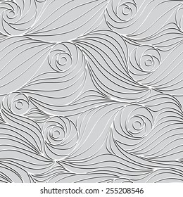 Vector seamless wave background of doodle drawn lines