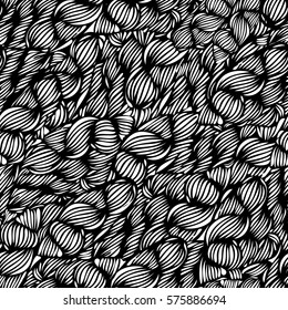 Vector seamless wave doodle hand drawn pattern. Can be used for wallpaper, pattern fills, print and cloth, fabrics and canvas, background, surface textures. Waves texture pattern with hairstyle braid