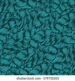 Vector seamless wave doodle hand drawn pattern. Can be used for wallpaper, pattern fills, print and cloth, fabrics and canvas, background, surface textures. Waves texture pattern with hairstyle braid