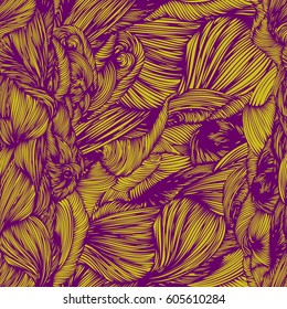 Vector seamless wave doodle hand drawn pattern. Can be used for wallpaper, pattern fills, print and cloth, fabrics and canvas, background, surface textures. Waves texture pattern with hairstyle braid