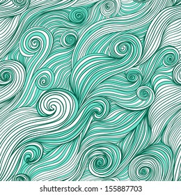 Vector seamless wave hand-drawn pattern, waves background (seamlessly tiling).Can be used for wallpaper, pattern fills, web page background,surface textures. Vector hand-drawn waves texture