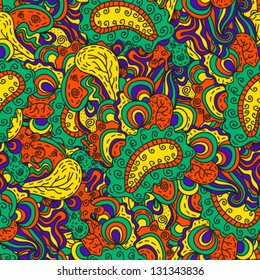 Vector seamless wave hand-drawn retro pattern. Vintage vector seamless pattern. Can be used for wallpaper, pattern fills, web page background, surface textures. Gorgeous seamless wave background