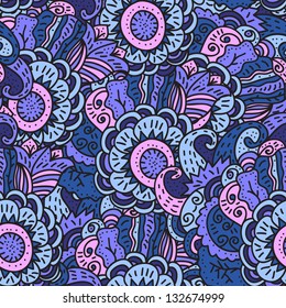 Vector seamless wave hand-drawn retro pattern. Vintage vector seamless pattern. Can be used for wallpaper, pattern fills, web page background, surface textures, prints. Gorgeous seamless background