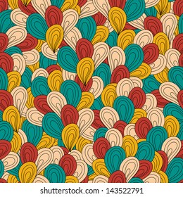 Vector seamless wave hand-drawn retro pattern. Vintage vector seamless pattern. Can be used for wallpaper, pattern fills, web page background, surface textures. Gorgeous seamless wave background