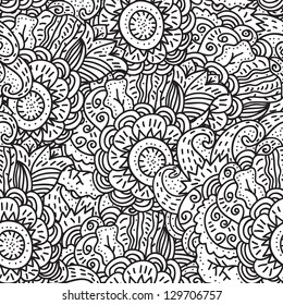 Vector seamless wave hand-drawn vintage pattern