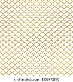 Vector seamless wave pattern with outline ornaments in Chinese style. Abstract ornamental design. Gold traditional Сhina elements on white background.