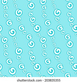 Vector seamless with waves and bubbles pattern. Repeating abstract background. 