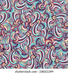 Vector seamless waves pattern. Abstract background. Colorful hand drawn pattern.