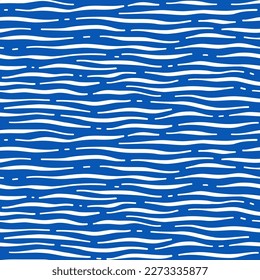 Patrón monocromo azul ondulado sin fisuras del vector. Ondas marinas lineales abstractas