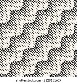 Vector seamless wavy lines halftone pattern. Repeating geometric dotted elements texture. Stylish monochrome background design.