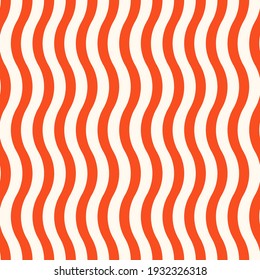 Vector seamless wavy lines pattern. Repeating red geometric stripes. Abstract simple monochrome background design.