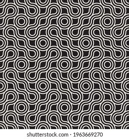 Vector seamless wavy lines pattern. Modern stylish abstract texture. Repeating geometric tiles from striped rounded elements