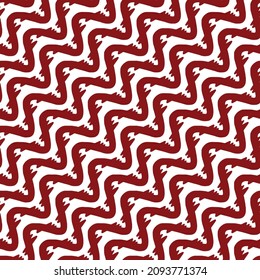 Vector seamless wavy lines pattern. Repeating geometric ripple red stripes. Abstract simple monochrome background design.