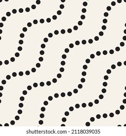 Vector seamless wavy lines pattern. Repeating geometric circle lines. Stylish monochrome background design.