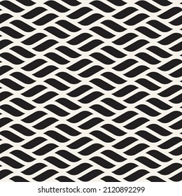 Vector seamless wavy lines pattern. Repeating geometric abstract lattice. Stylish monochrome background design.