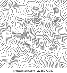 Vector Seamless Weather Map. Contour Map with Waves and Lines. Abstract Topographic, Geographic, Meteorology Pattern