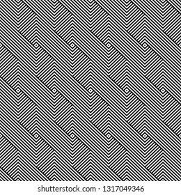 Vector seamless weave geometric pattern - black and white striped texture. Endless linear background. Creative monochrome design