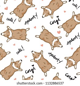 Vector Seamless Welsh Corgi Dog Pattern