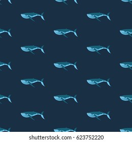 Vector seamless whale pattern. Ocean or sea background