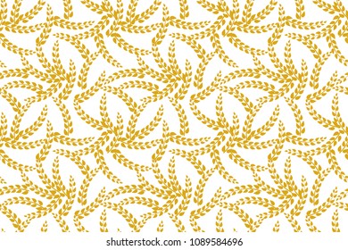 Vector Seamless Wheat Background, Bakery Backdrop, Decorative Floral Pattern,