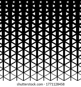 Vector Seamless White to Black Color Transition Triangle Halftone Gradient Pattern. Abstract Geometric Background Design.