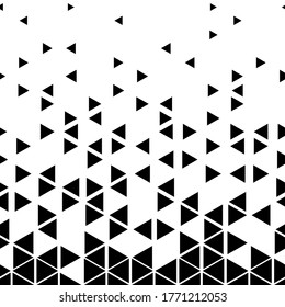 Vector Seamless White to Black Color Transition Triangle Halftone Gradient Pattern. Abstract Geometric Background Design.