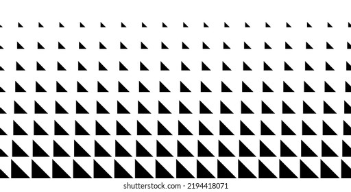 Vector Seamless White to Black Color Transition Triangle Halftone Gradient Pattern. Abstract Geometric Background Design.