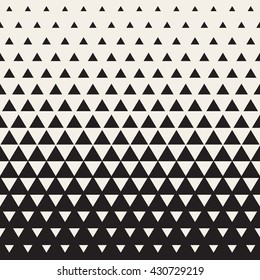 Vector Seamless White To Black Color Transition Triangle Halftone Gradient Pattern. Abstract Geometric Background Design