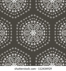vector seamless white and black floral pattern background