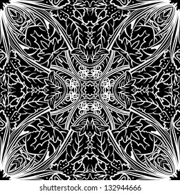 vector seamless white and black floral pattern background