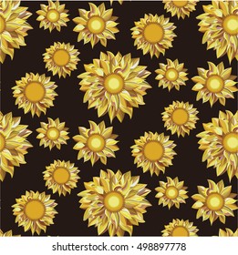 Vector seamless white and black flowers pattern