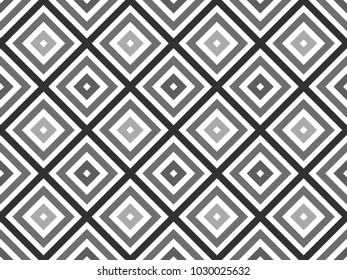 Vector Seamless White And Black Rhombus Shape Lines Halftone Grid Pattern