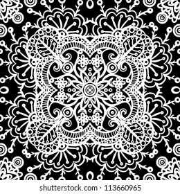 vector seamless white and black vintage floral pattern background