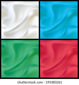 Vector Seamless White, Blue, Red and Green Satin Abstract Background Set