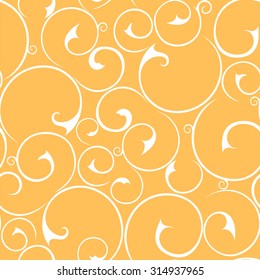 Vector seamless white and orange floral pattern.