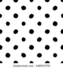 Vector seamless white pattern with black dot. Decorative illustration, good for printing. Great for label, print, packaging, fabric. Small polka dot seamless pattern background. 