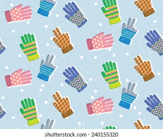 Vector seamless winter gloves pattern