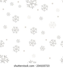 Vector Seamless Winter Pattern Background Of Snowflakes