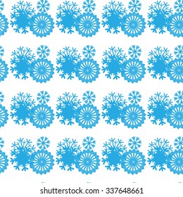 Vector seamless winter pattern background of snowflakes. Blue snowflake pattern on isolated background. Winter Christmas and New Year background. Snowflake vector pattern
