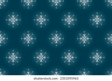 Vector seamless winter pattern with cool glowing cartoon snowflakes.