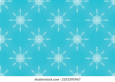 Vector seamless winter pattern with cool glowing cartoon snowflakes.