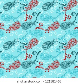 vector seamless winter pattern with highly detailed paisley elements, fully editable eps 8 file with clipping masks and pattern in swatch menu